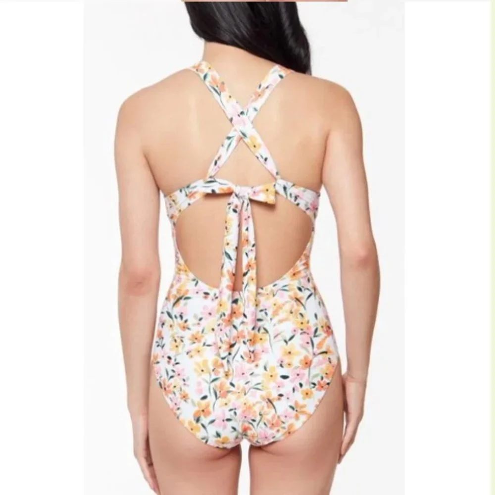 NWT Jessica Simpson Sunset Multi One-Piece Swimsuit, Size M